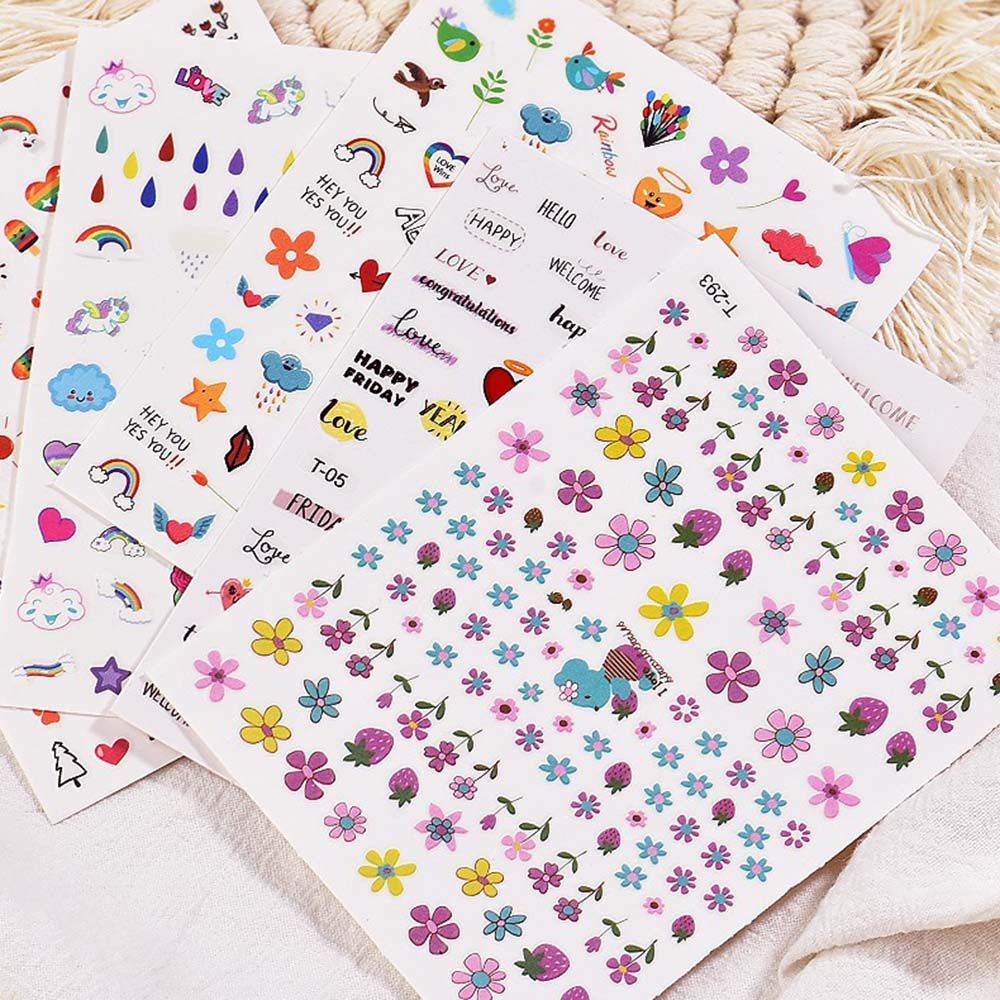 Tờ miếng dán trang trí móng tay nghệ thuật kiểu hoạt hình 3D phong cách Nhật Bản đáng yêu