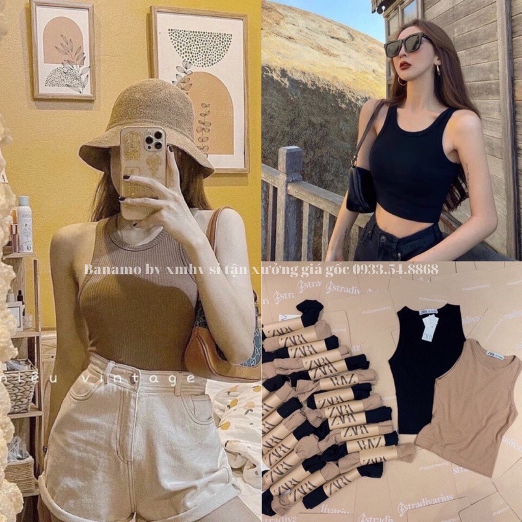 Áo nữ croptop 3 lỗ bozip co giãn 4 chiều phong cách sexy siêu đẹp thời trang Banamo Fashion áo 3 lỗ 3129