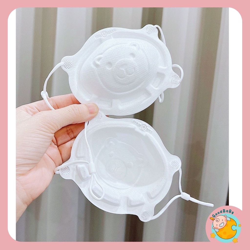 Khẩu trang bảo vệ an toàn cho bé hình gấu 3D ,4D Uni mask,Mio mask sét 3 cái Goodbabyvn