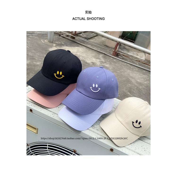 Nón lưỡi trai thêu hình mặt cười thời trang Hàn Quốc
