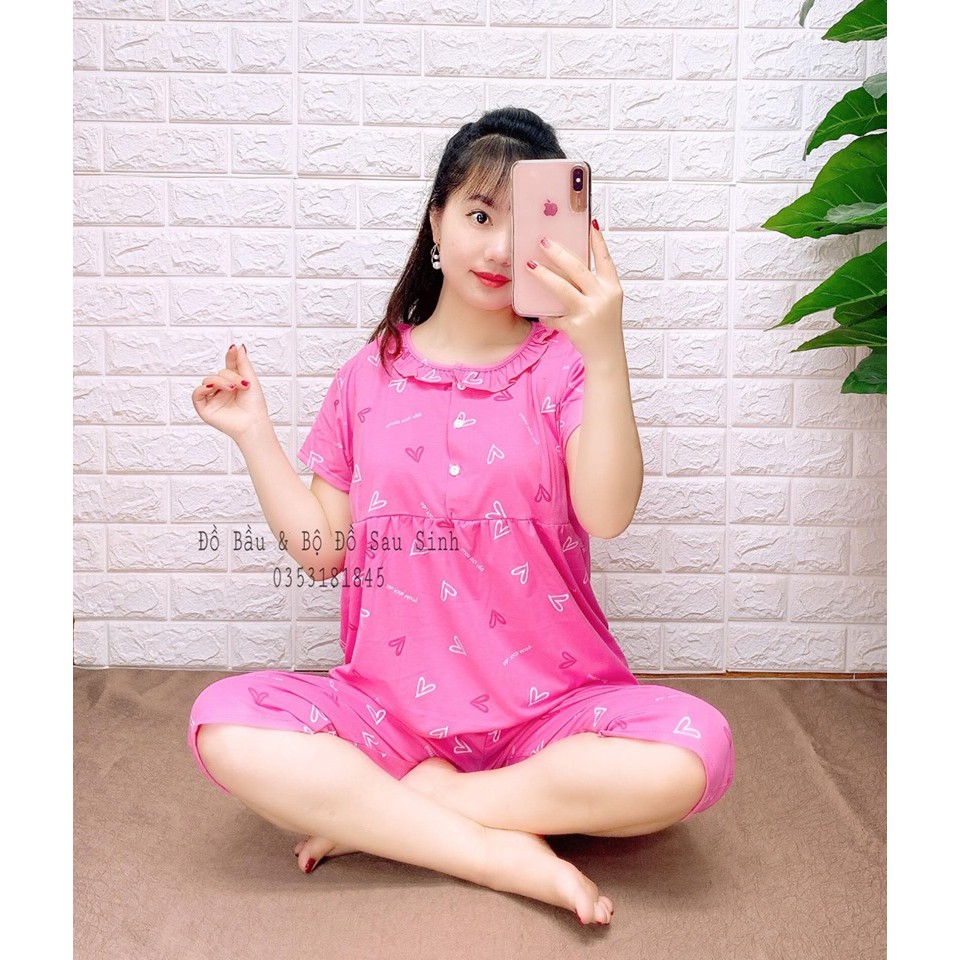 Đồ Bộ Bầu LỬNG Cổ Sen khoá dọc, Bầu và Sau Sinh Cho Bé Ti, Chất Mềm Đẹp Cao Cấp, Free Size