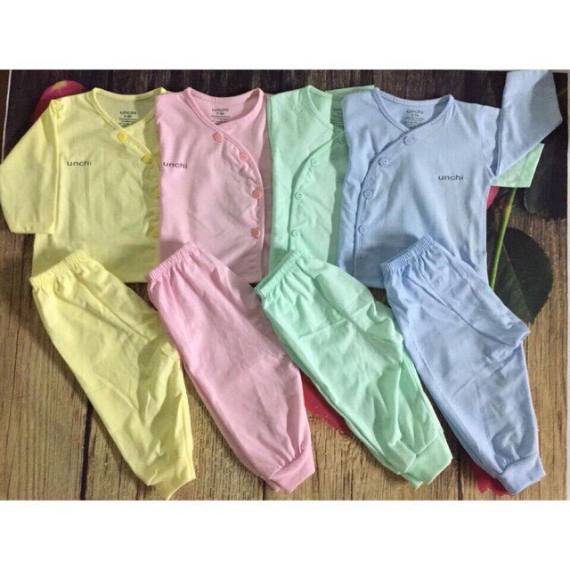Bộ unchi cotton cài khuy lệch quần đáp đũng cho bé chất đẹp