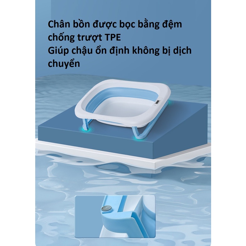 Chậu tắm cho bé, Chậu tắm gấp gọn cho bé, kèm nhiệt kế điện tử và phao tắm, lưới tắm cho bé sơ sinh Babyjoy