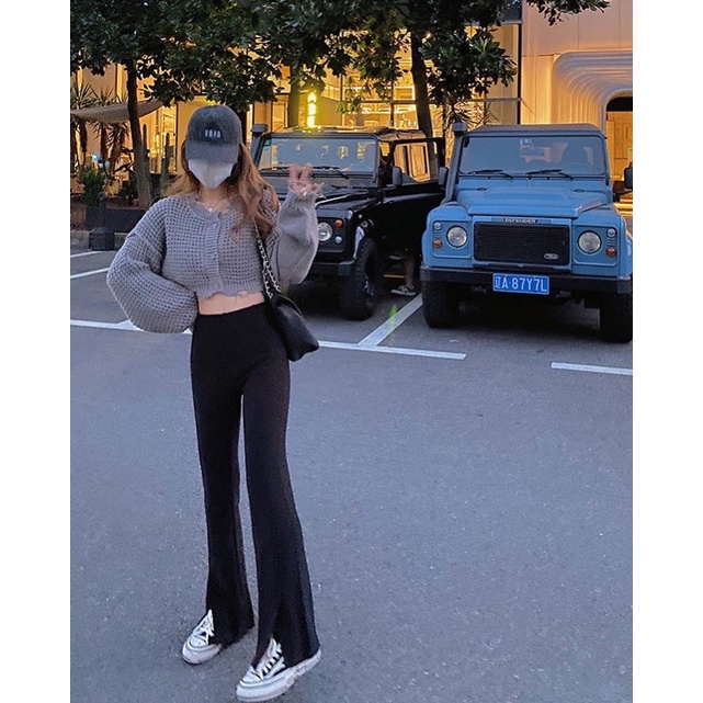 Áo Len Dáng Croptop Kiểu Rách