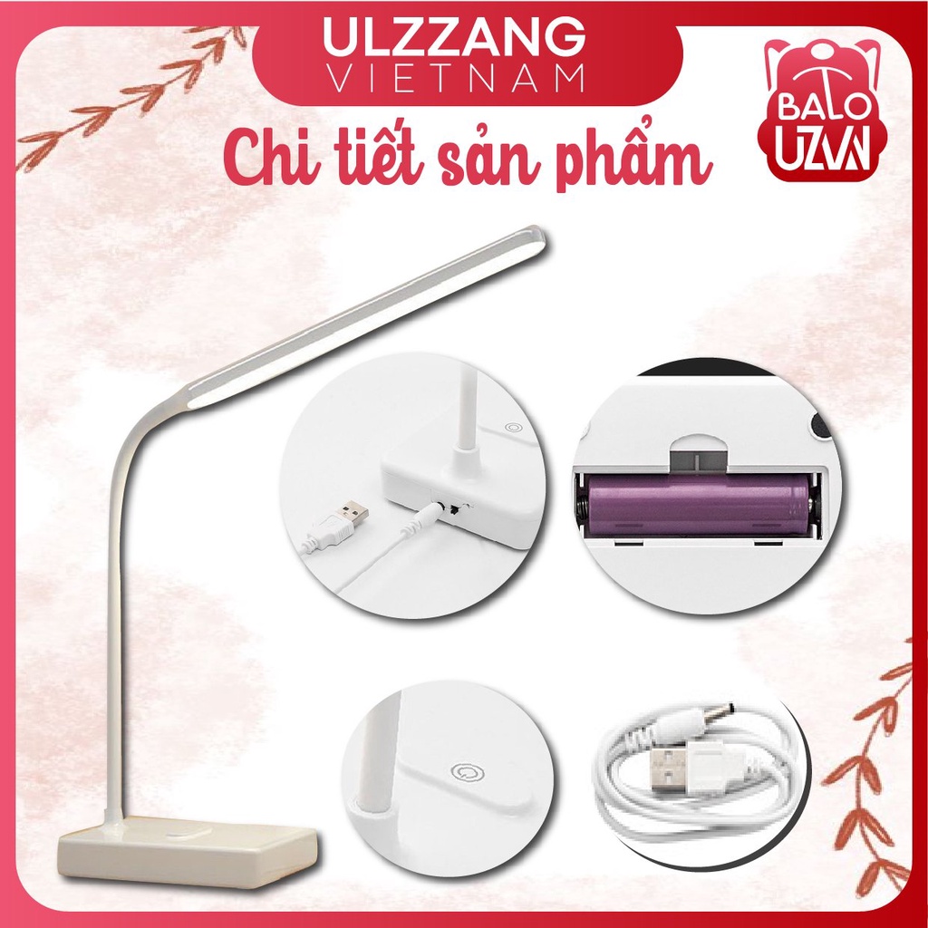Đèn học để bàn tích điện sáng, đèn led mini đọc sách, làm việc.