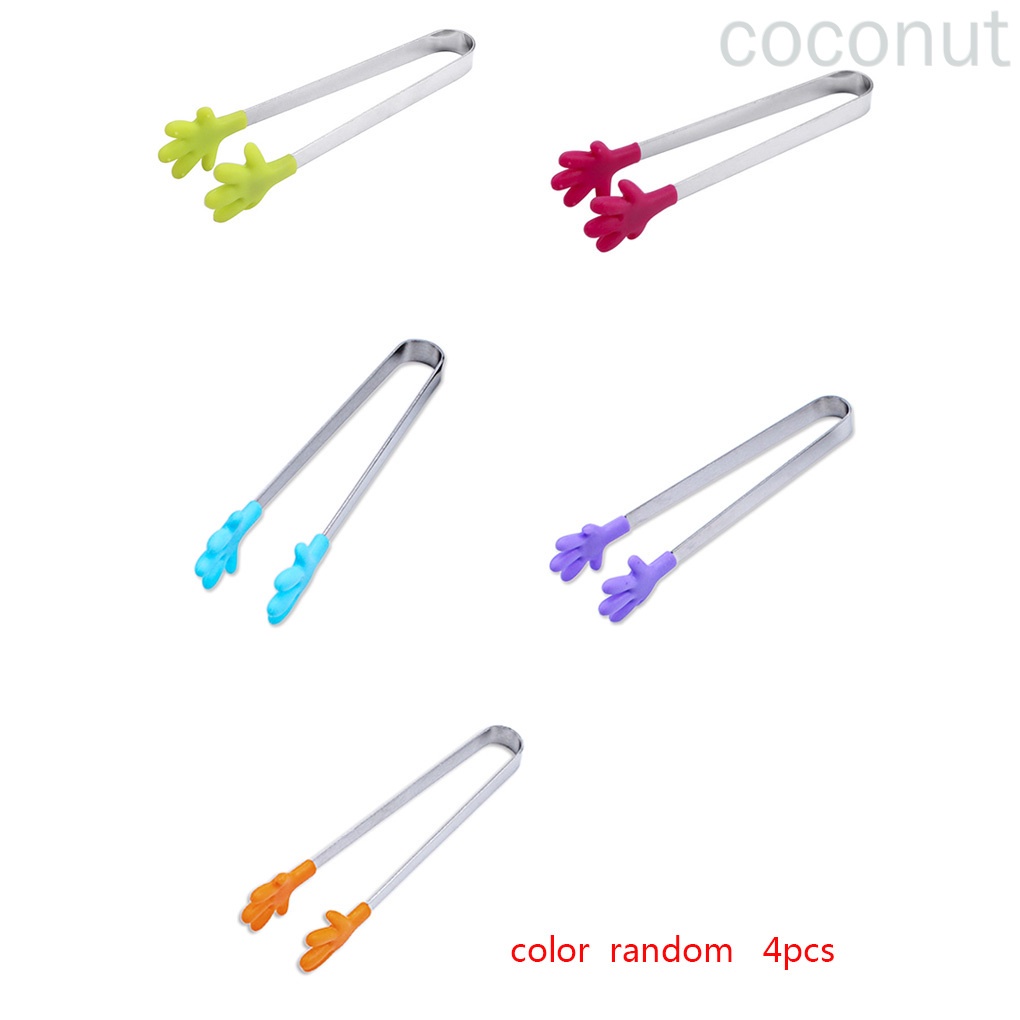 Set 4 Kẹp Gắp Bánh Quy Bằng Silicon Hình Bàn Tay Mini Màu Ngẫu Nhiên