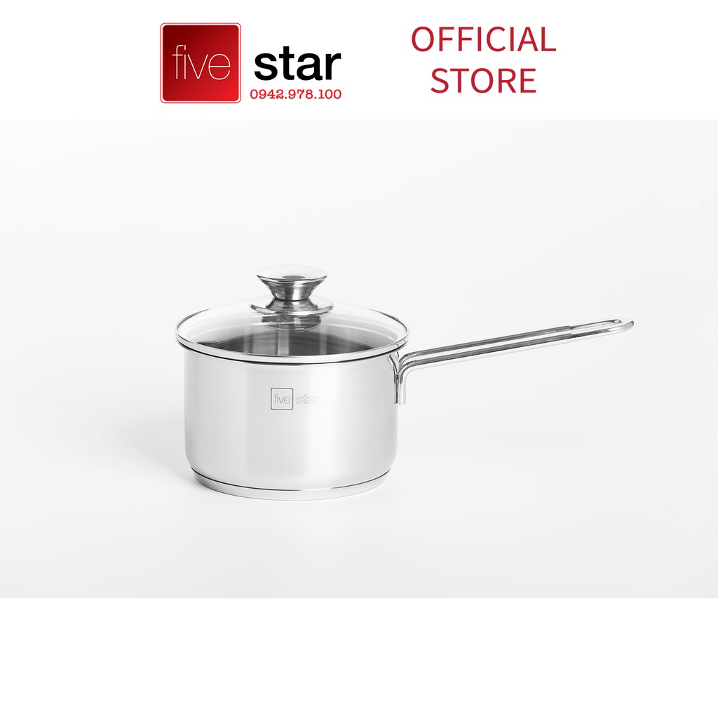 Quánh chống dính 3 đáy inox 430 Fivestar Standard nắp kính bếp từ (12cm/14cm)