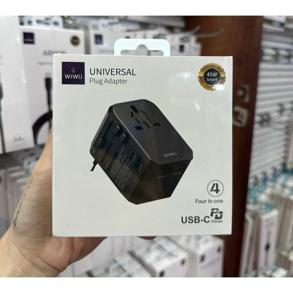 Ổ Cắm Du Lịch Tiện Lợi 5 cổng 1-World 65W GaN UA8/1-World PD35W UA9 5 cổng/WIWU UA-304 4 TRONG 1 45w
