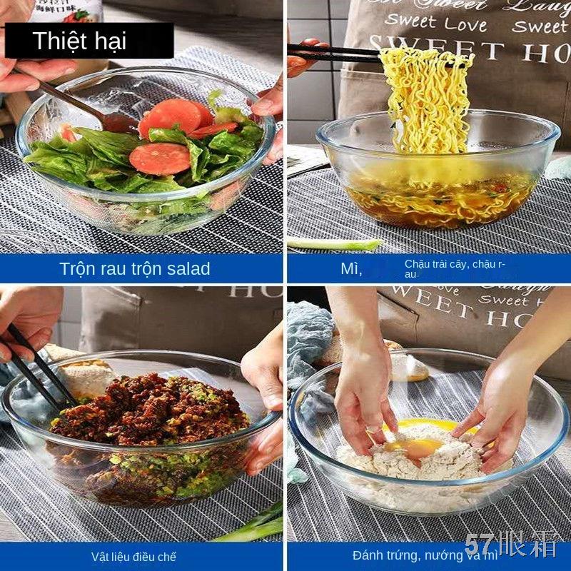 LTô thủy tinh trong suốt có borosilicat cao, tô đựng salad dày chịu nhiệt lớn, chuyên dùng cho lò vi sóng và bộ chậu