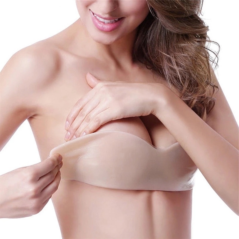 Áo Ngực Không Dây Bằng Silicone Màu Trơn Đơn Giản Thời Trang Cho Nữ