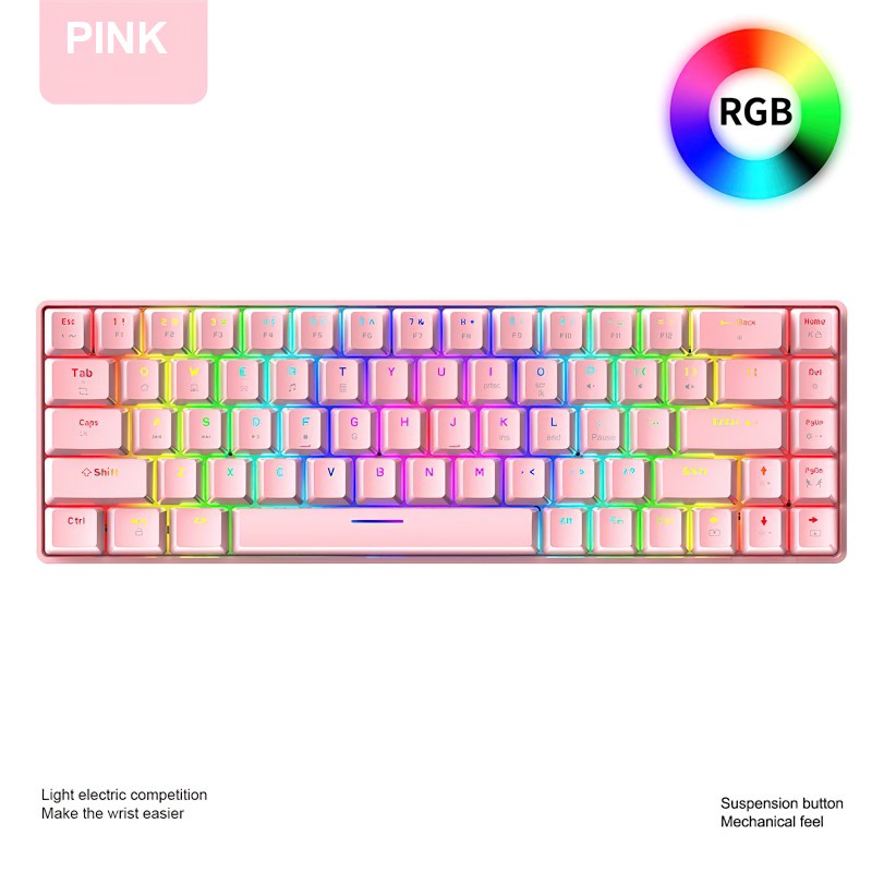 Bàn Phím Cơ Gaming Led RGB T8 Pink mini nhỏ gọn