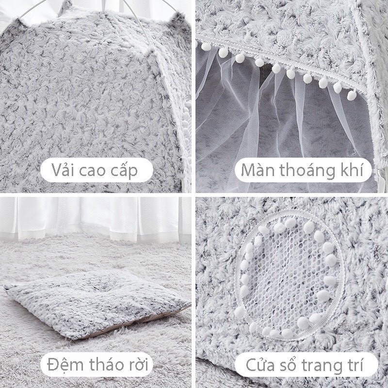 Nhà công chúa sợi fabric cho thú cưng, nhà cho chó, nhà cho mèo