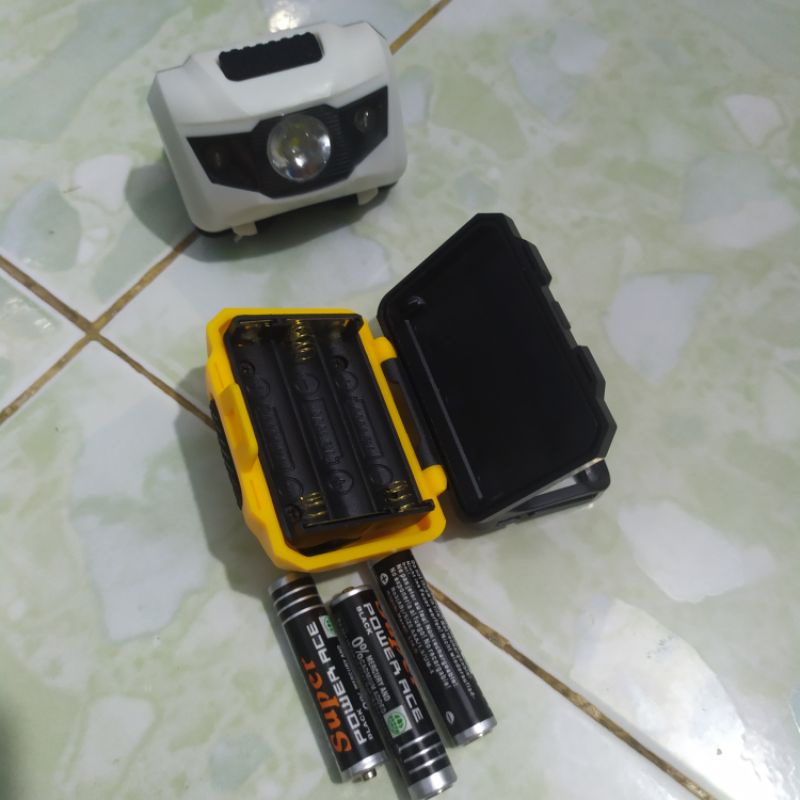 Đèn pin đội đầu mini siêu cute 3 chế độ có đèn cảnh báo sử dụng pin 3A