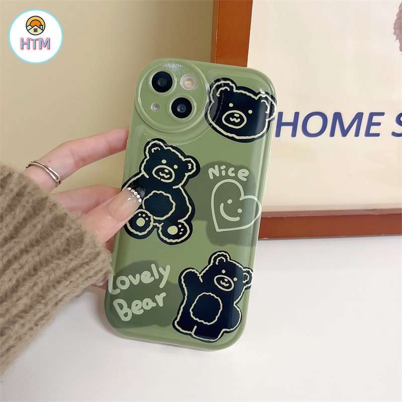 Ốp Điện Thoại TPU Dẻo In Hình Gấu Xanh Hoạt Hình Có Lỗ Tròn Cho iPhone 14 13 12 Pro Max 11 14 Pro XS Max X XR 7 8 Plus