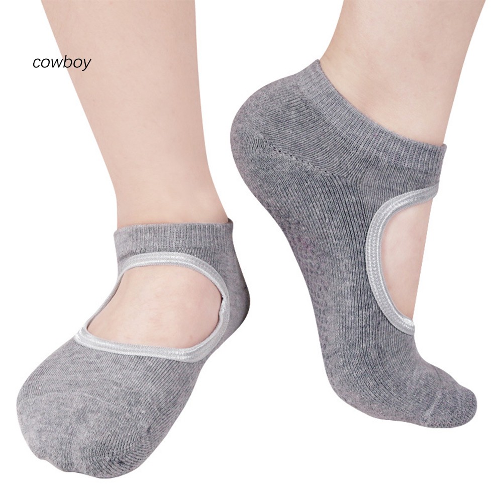 COW_Anti-slip Women Breathable Elastic Cotton Short Socks for Yoga Pilates Ballet