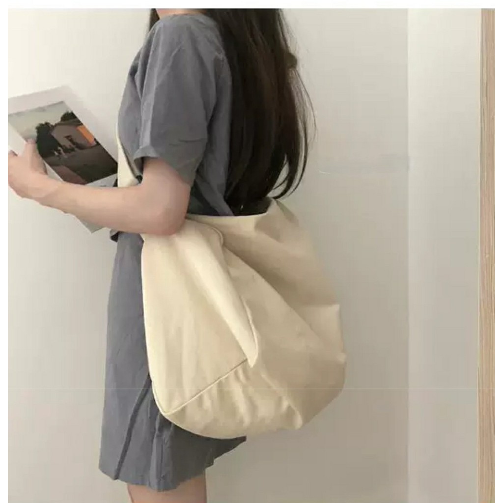 Túi Đeo Chéo CANVAS Basic Unisex (Đen/Be)