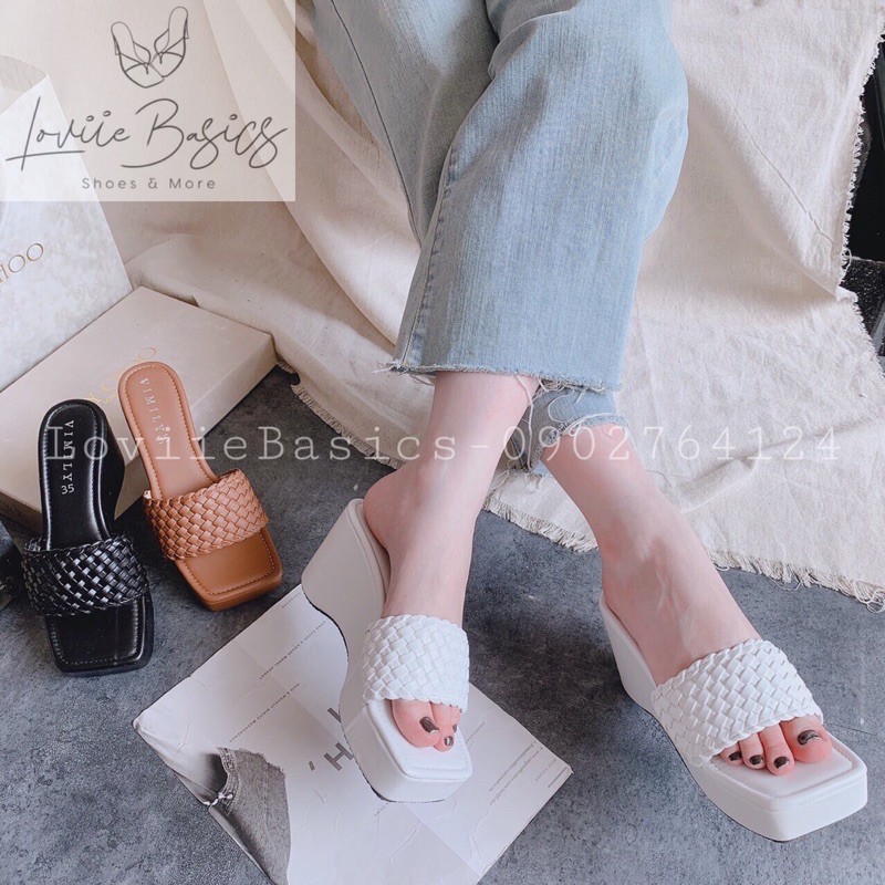 LOVIIE BASICS- DÉP ĐẾ XUỒNG NỮ THỜI TRANG 7 PHÂN QUAI ĐAN - DÉP XUỒNG ĐẾ CAO 7CM - DÉP ĐẾ XUỒNG TRẮNG - ĐEN - D200801 | BigBuy360 - bigbuy360.vn