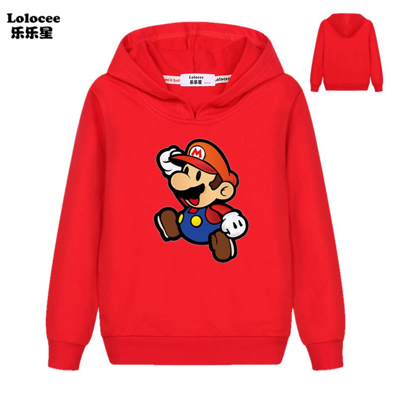 Áo Hoodies Tay Dài Hoạ Tiết Hoạt Hình Mario