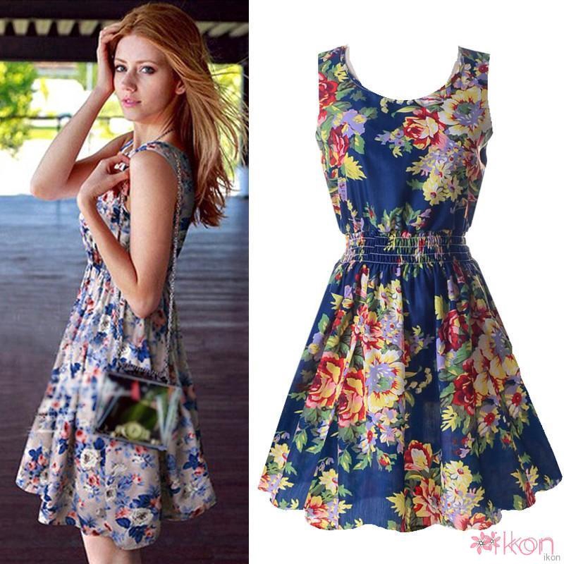 Đầm cổ chữ tiết phong cách Bohemian đầm hoa váy hoa nhí | BigBuy360 - bigbuy360.vn