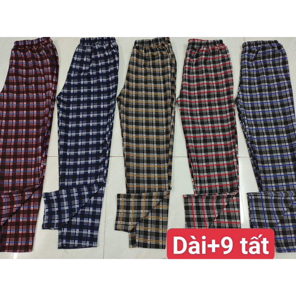 [COMBO 3 CÁI 90K] Quần thun nữ, quần 9 tấc, quần dài baggy sọc caro vải thun xốp co giãn tốt freesize 