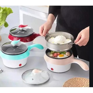 Nồi Điện Mini Hai Tầng Đa Năng Kèm Khay Hấp - Nồi lẩu điện mini 2 tầng có tay cầm
