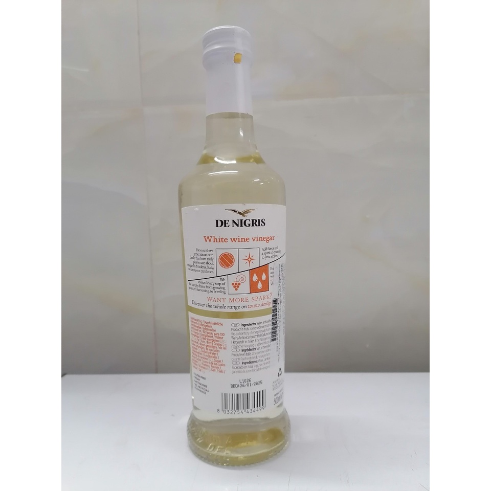 [500ml] GIẤM RƯỢU VANG TRẮNG [Italia] DE NIGRIS White Vinegar (cff-hk)