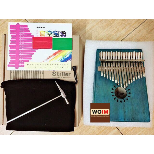 Đàn Thumb Piano 17 phím mẫu vintage xanh dương gỗ Mahogany cao cấp - Kalimba 17 keys - HÀNG CÓ SẴN