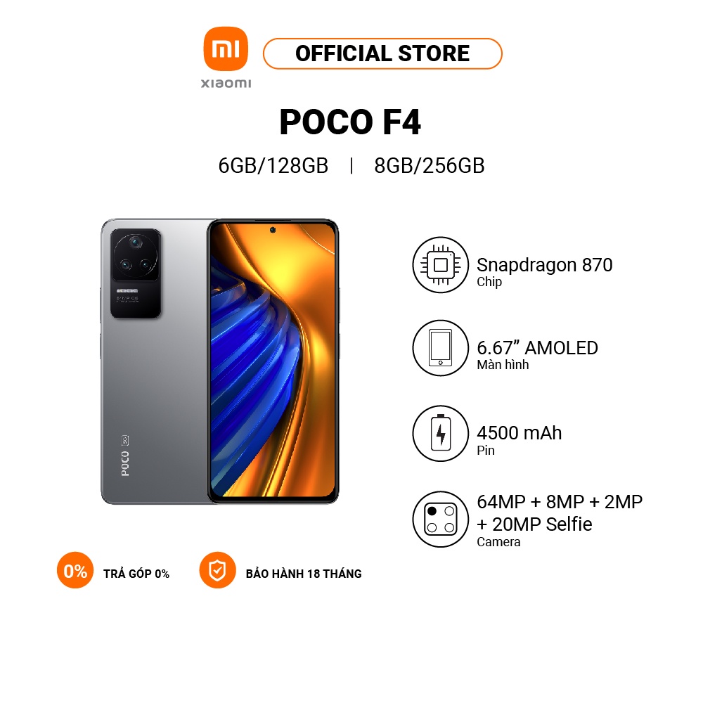 Điện thoại POCO F4 6GB+128GB /8GB+256GB | Snapdragon 870 | 6.67" 120Hz AMOLED
