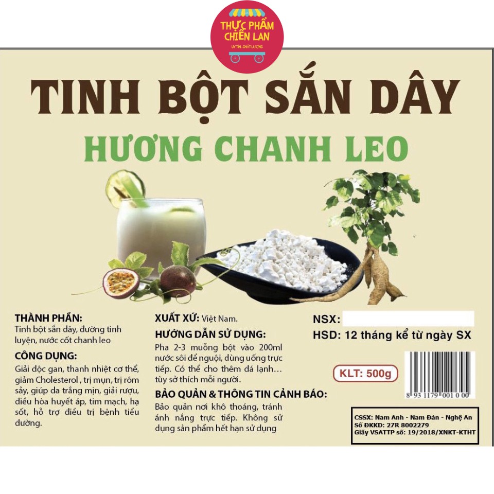 Tinh bột Sắn Dây Chanh Leo - hỗ trợ giải độc gan,thanh nhiệt cơ thể ,đẹp da hũ 500gr