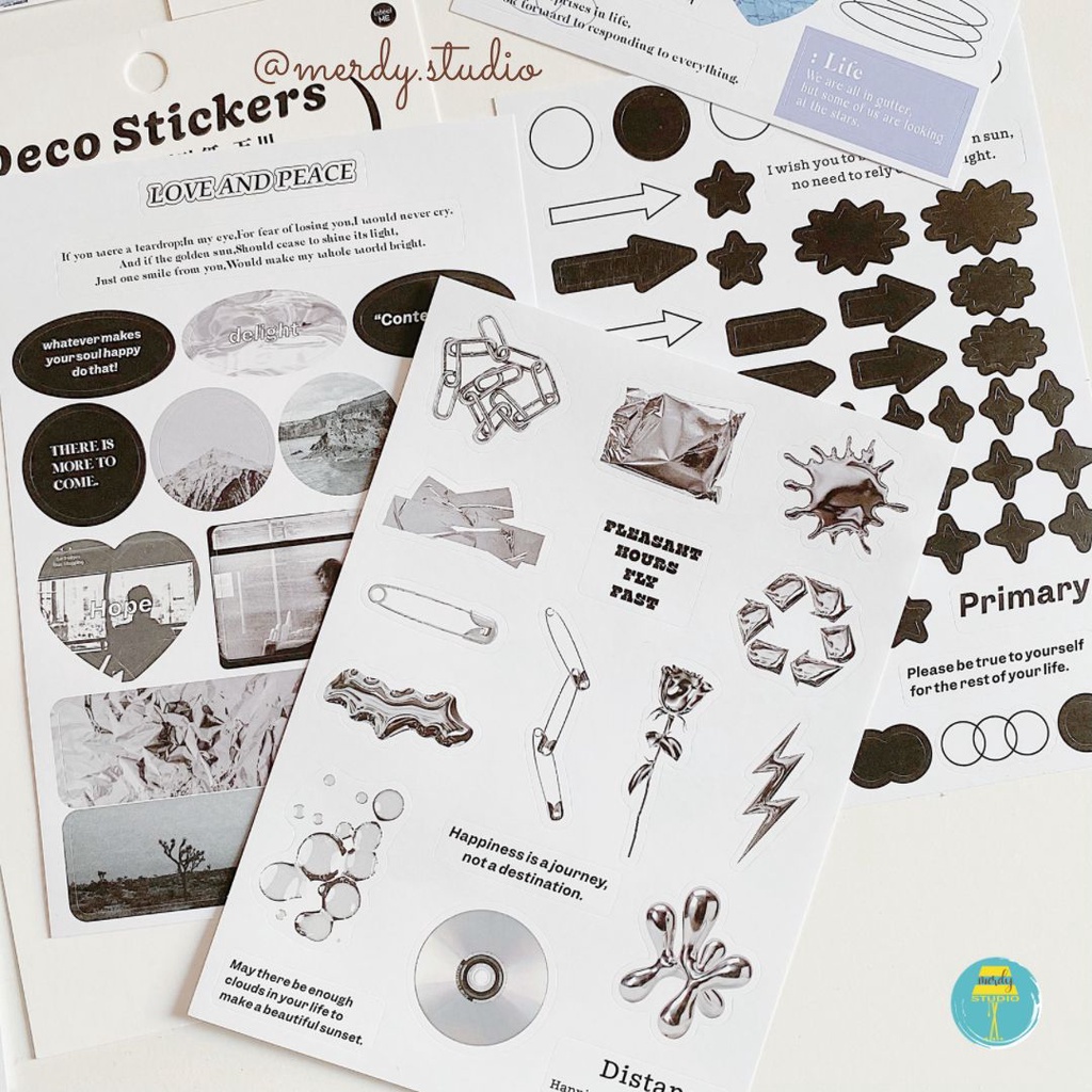 Set 3 tờ sticker trang trí bullet journal Korean Aesthetic Lifestyle