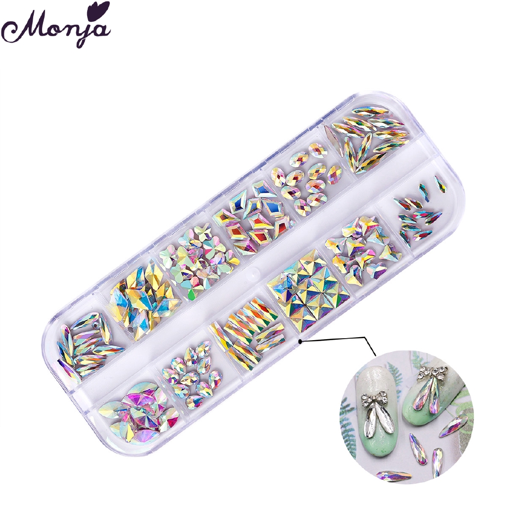 Monja Hộp 12 Ngăn Phụ Kiện Trang Trí Móng Tay 3d