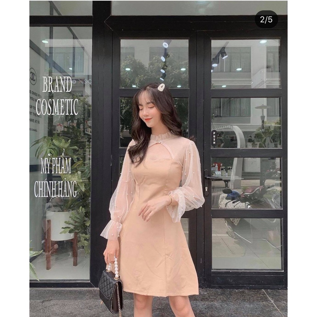 [new] Đầm dự tiệc cổ tàu dạo phố dễ thương tay phồng CÓ MÚT NGỰC vải may 2 lớp mã [LALY | BigBuy360 - bigbuy360.vn