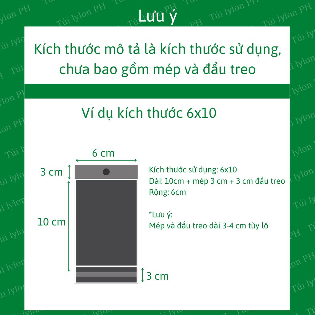 3 kg túi OPP có lỗ treo nhiều size