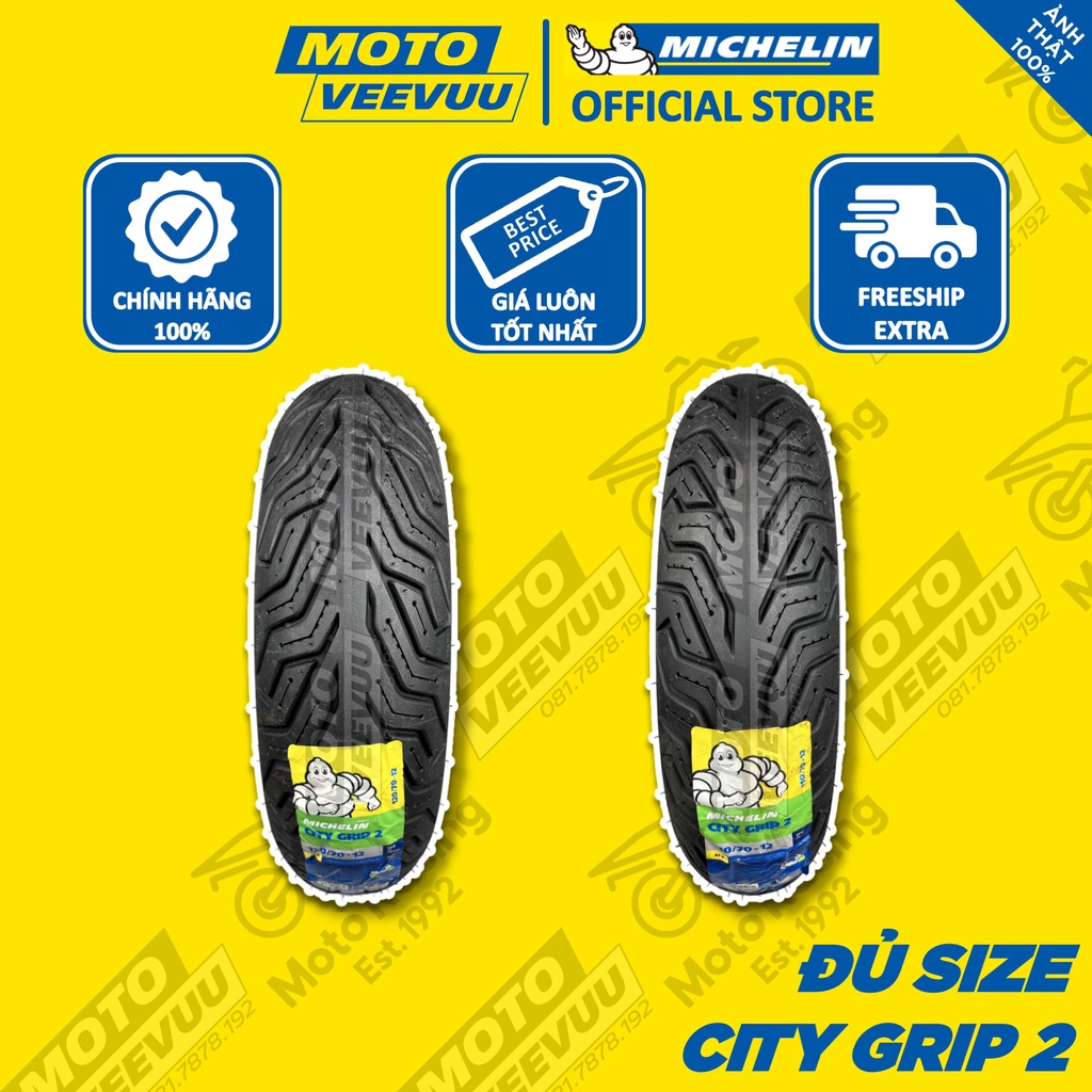 Vỏ lốp xe máy Michelin CITY GRIP 2 đủ size xe ga 70 80 90 100 110 120 130 140 10 11 12 14 16