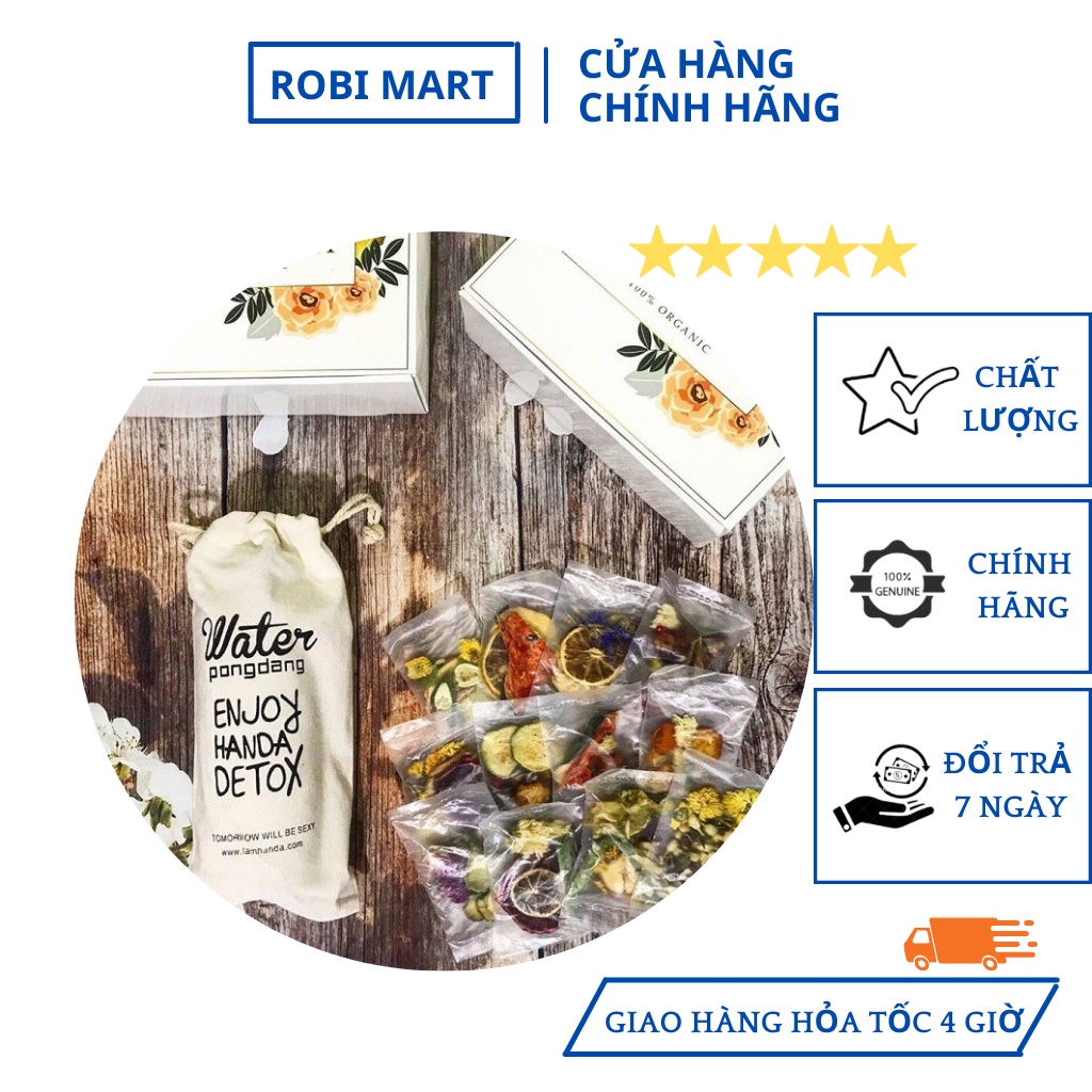 Trà Detox hoa quả sấy lạnh Robimart set 30 gói - Tặng bình 500ml