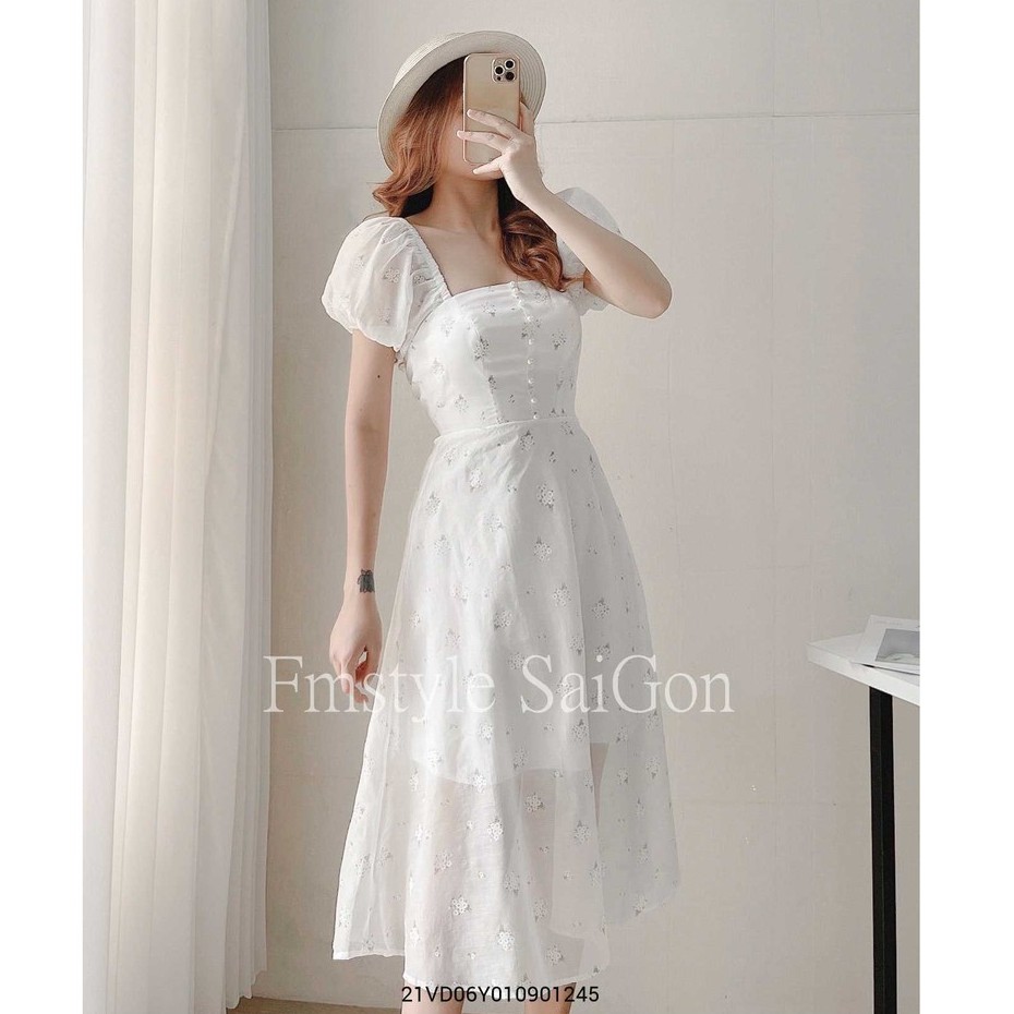 Đầm tay phồng phối nút ngọc có lót ullzang thời trang nữ FMStyle SaiGon 21VD06Y010901 | BigBuy360 - bigbuy360.vn