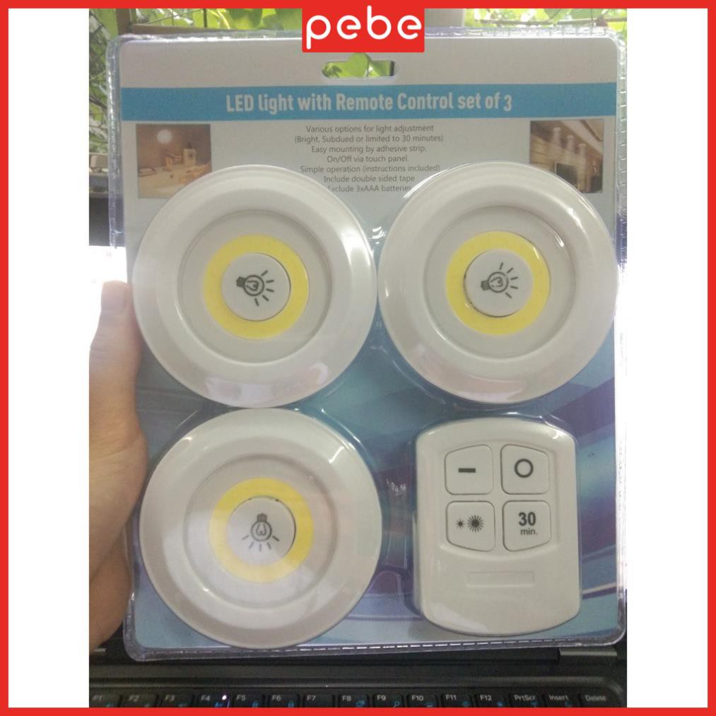 Bộ 3 Đèn Led Mini + Remote Điều Khiển Từ Xa , Có Chức Năng Hẹn Giờ