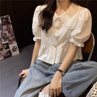 Áo crt cổ bèo cúc ngọc
