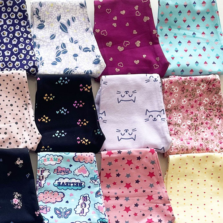 Quần legging dài hoa văn cho bé gái từ 9kg đến 24kg