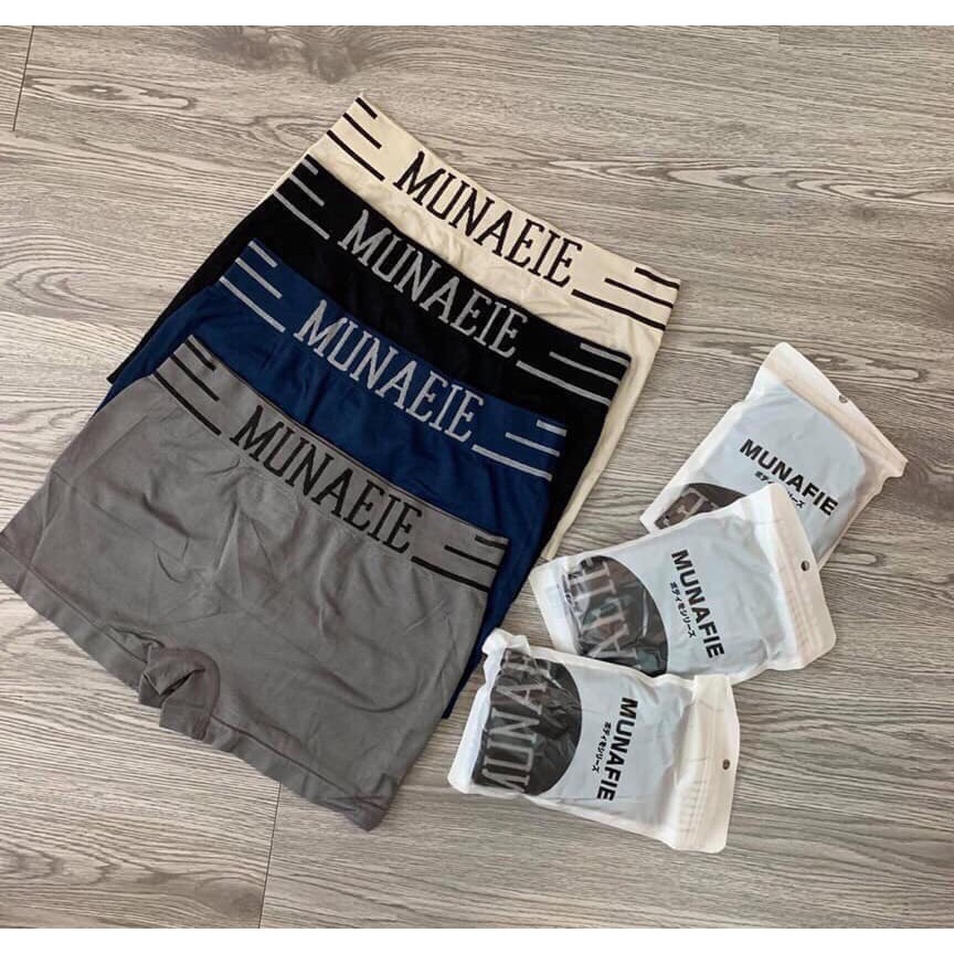 FREE SHIP 50k! Quần Sịp Đùi Co Giãn 4 Chiều, Quần Lót Nam Boxer Munafie, Free size, Mỗi Quần 1 Túi Zip Sang Trọng