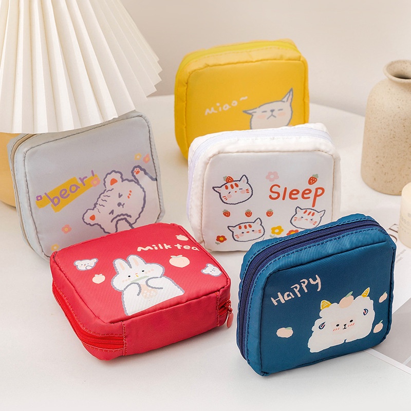 Túi Đựng Băng Vệ Sinh / Khăn Ăn Cỡ Lớn Họa Tiết Hoạt Hình Dễ Thương Cho Bé Gái