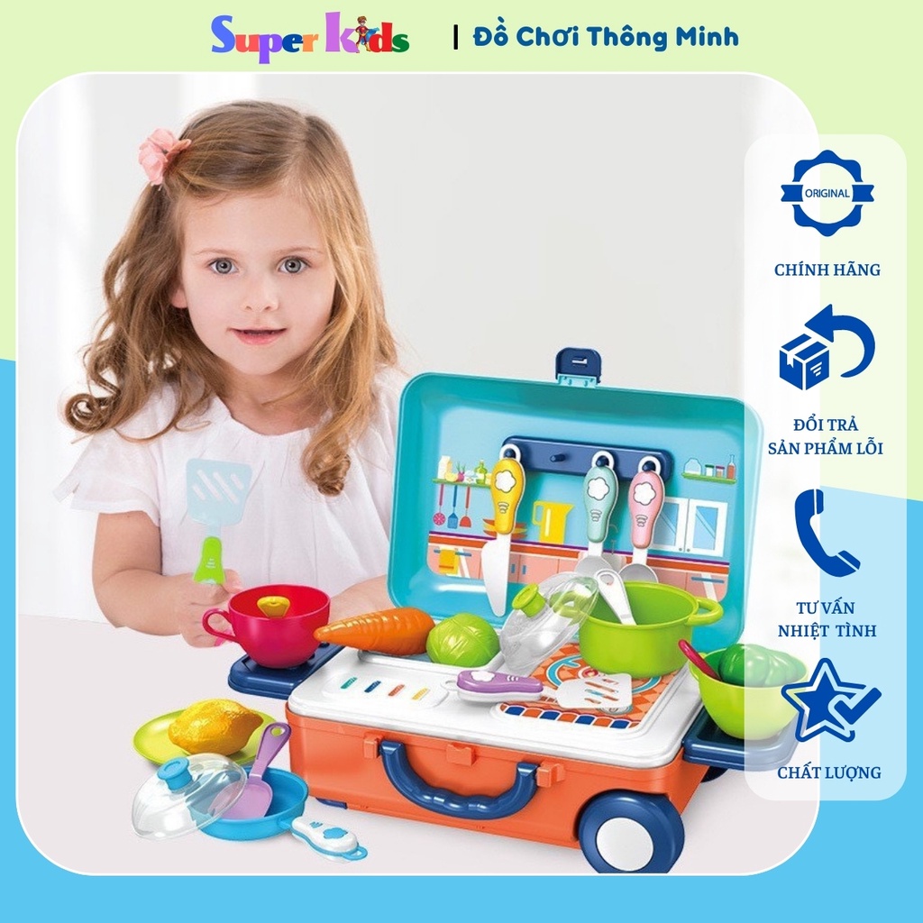 Bộ vali xách tay phát triển kỹ năng cho bé trai bé gái: nấu ăn, bác sĩ, trang điểm - chất liệu nhựa ABS an toàn cho bé