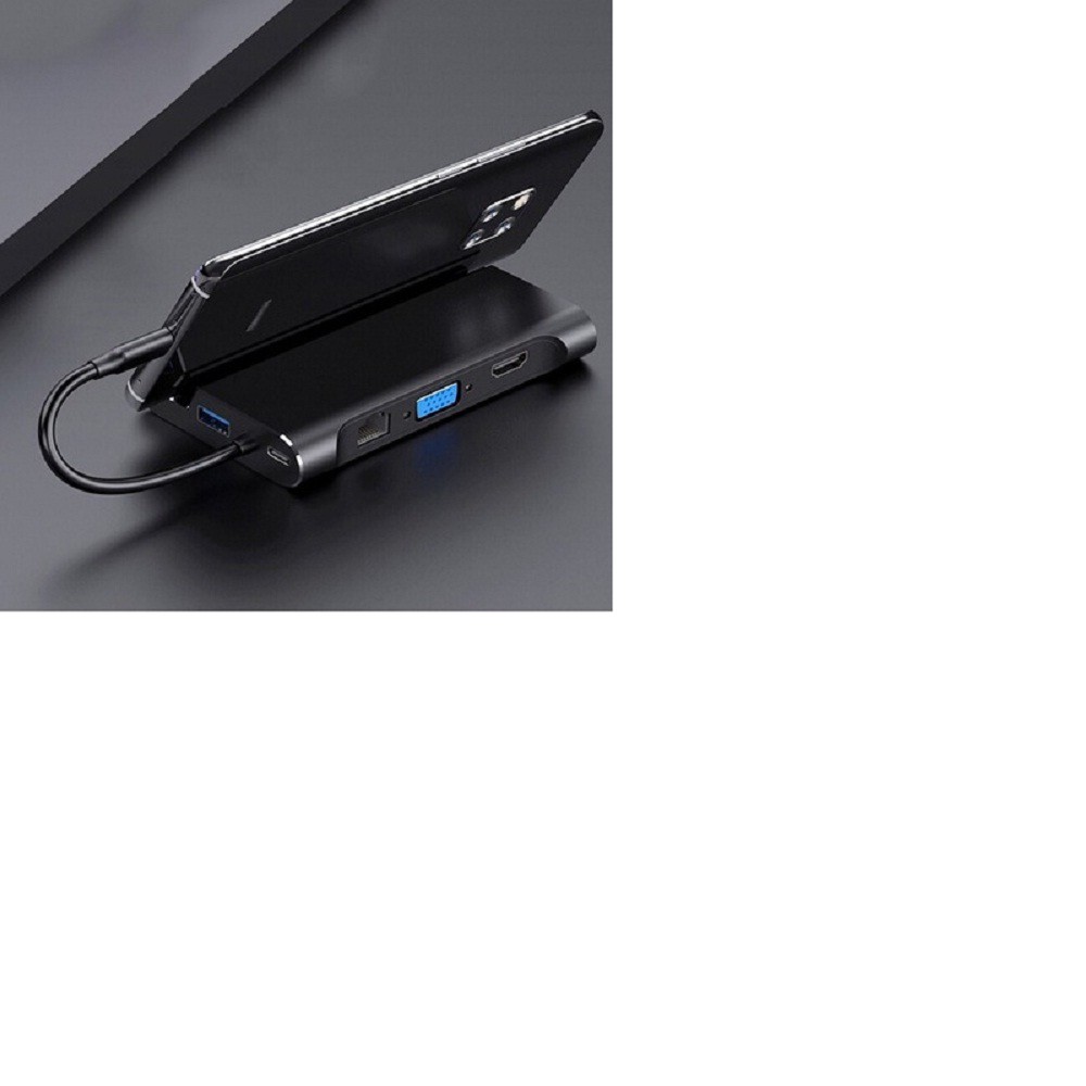 HUB Kiêm Dock Type-C Ra HDMI,VGA,LAN,3 Cổng USB 3.0 Hỗ Trợ Power Delivery - HUB Kiêm Dock Type-C Ra HDMI