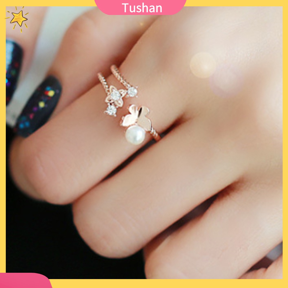 Nhẫn Hợp Kim Hình Bướm Đính Đá Xinh Xắn Cho Nữ