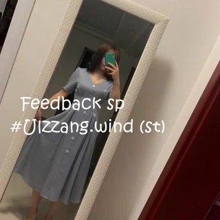 [Sẵn hồng S] Đầm lụa ulzzang cổ V phối cúc - u.w