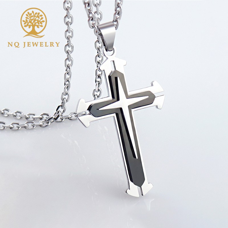Dây chuyền mặt thánh giá hợp kim mạ bạc - NQ Jewelry