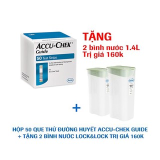 Que thử đường huyết Accu-Chek Guide. Hộp 50 que + Tặng 2 bình nước Lock&Lock trị giá 160k