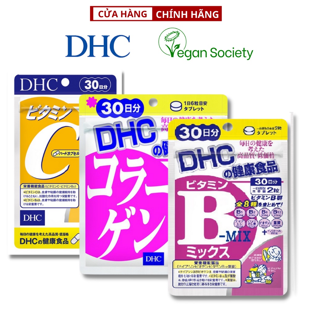 Combo Viên Uống DHC Trẻ Hóa , Trắng Hồng Rạng Rỡ 30 Ngày ( Vitamin C &amp; Collagen &amp; Vitamin B )