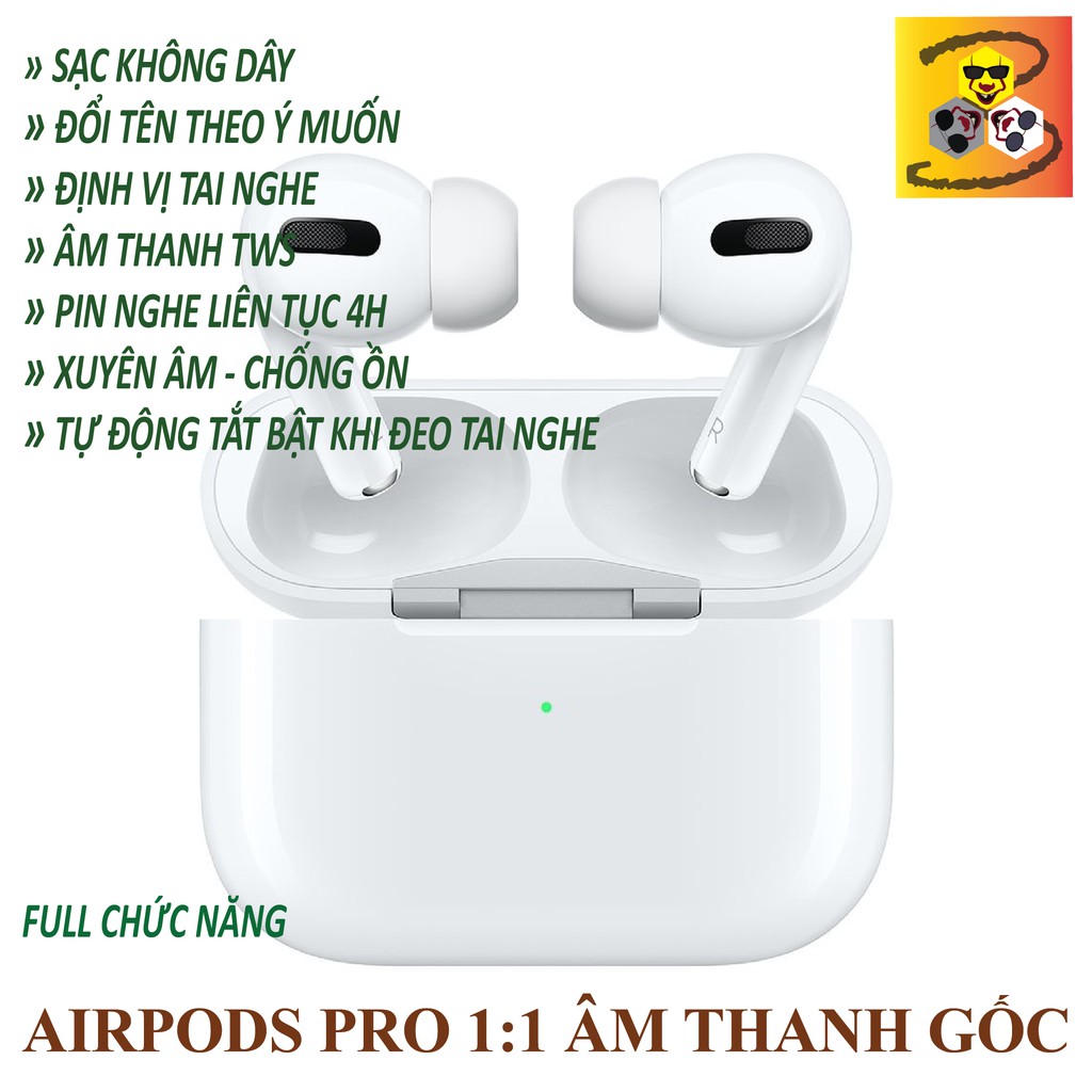 Airpods Pro Tai nghe bluetooth không dây. hỗ trợ bảo hành 1 đổi 1 toàn quốc, tặng kèm cáp sạc, núm tai nghe 3chuhe