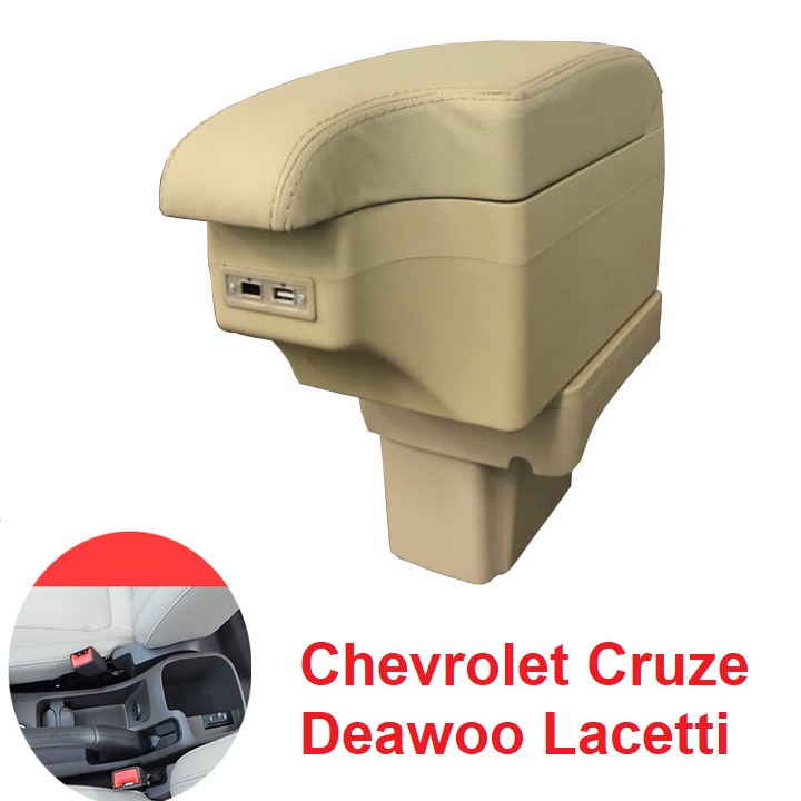 Hộp tỳ tay ô tô cao cấp Chevrolet Cruze và Deawoo Lacetti MÃ SUSB-CRZE tích hợp 6 cổng USB ( DẠNG MẶT KHUYẾT )